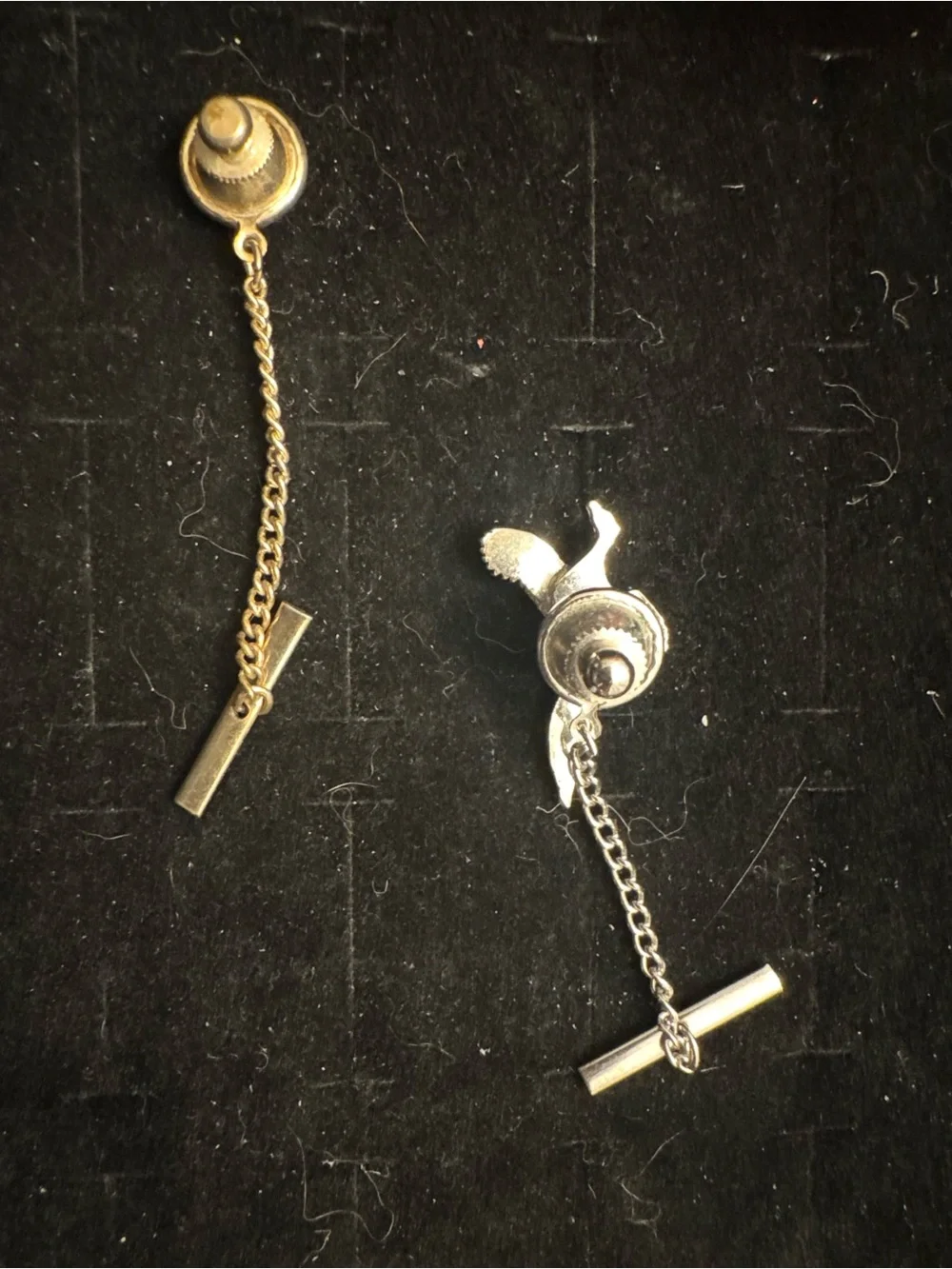 Eagle Tie Tack Lapel Pin Silver Tone Chain Bar Vintage Style Men’s Jewelry